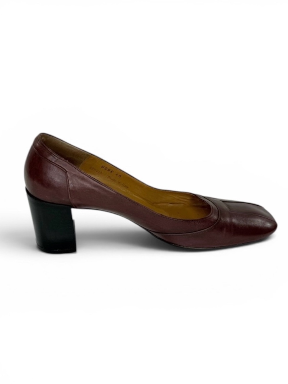 Bally Womens Burgundy Leather Block Heel Pumps Size 9.5